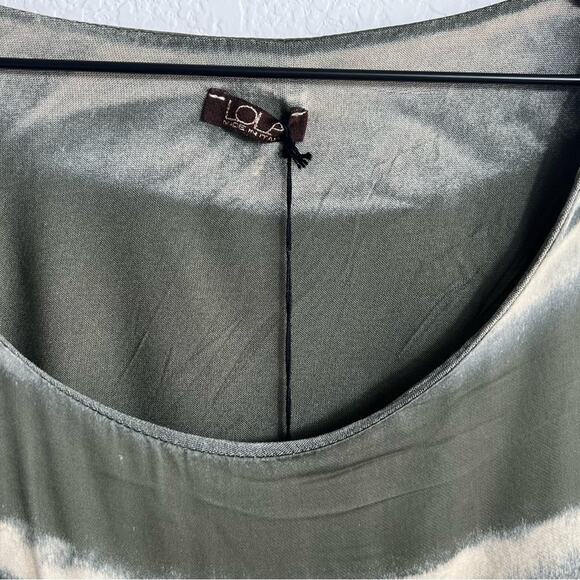 LOLA Made In Italy Green Print Women Viscose Silk Blouse Medium Brand New - Picture 6 of 8